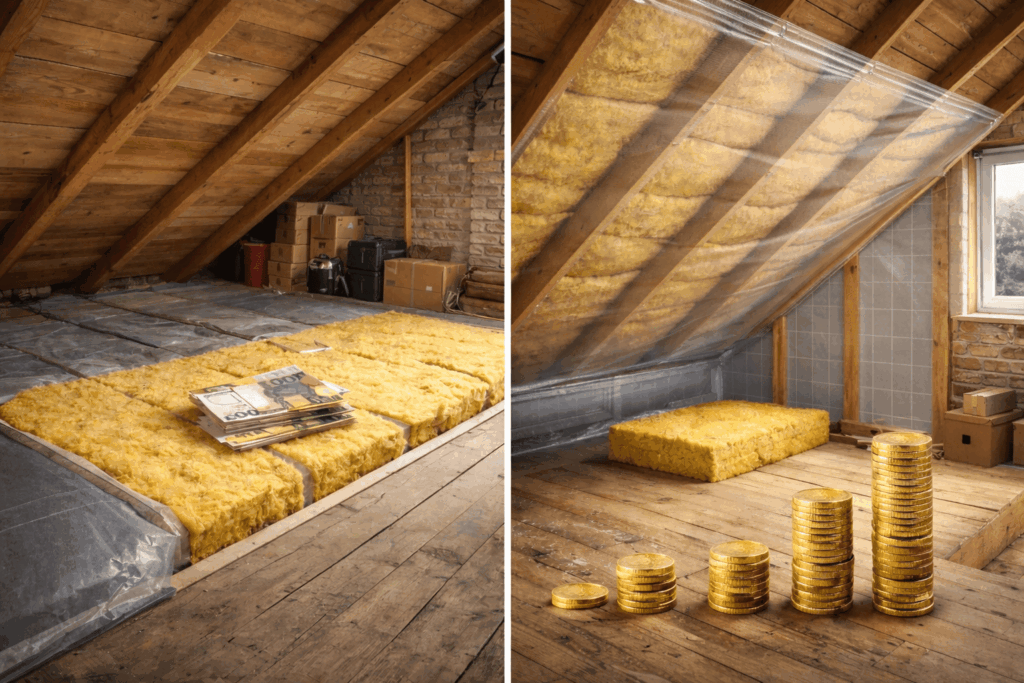 Zolder isolatie- zoldervloer vs dak