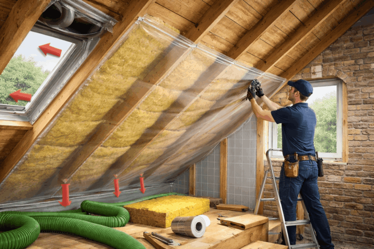Schuin dak isoleren aan de binnenzijde