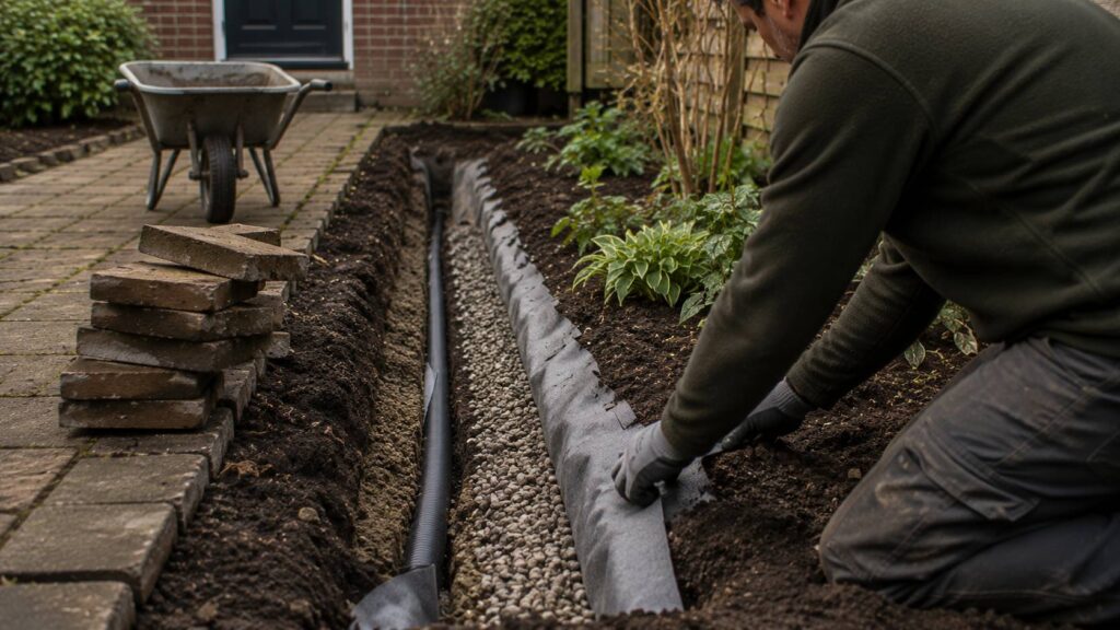 Afwatering in de tuin verbeteren. afwatering tuin verbeteren
