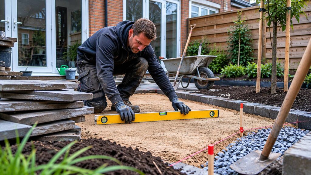 Controle van afschot, ondergrond en afwatering tijdens de voorbereiding van een tuinrenovatie / tuinverbetering