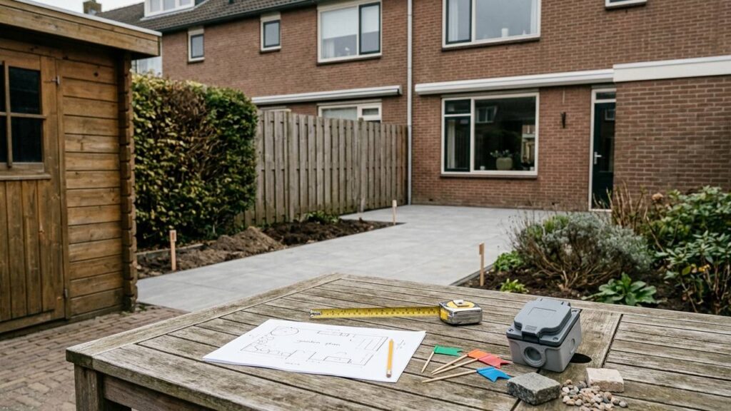 Buitenstopcontacten en stroompunten plannen. buitenstopcontact tuin