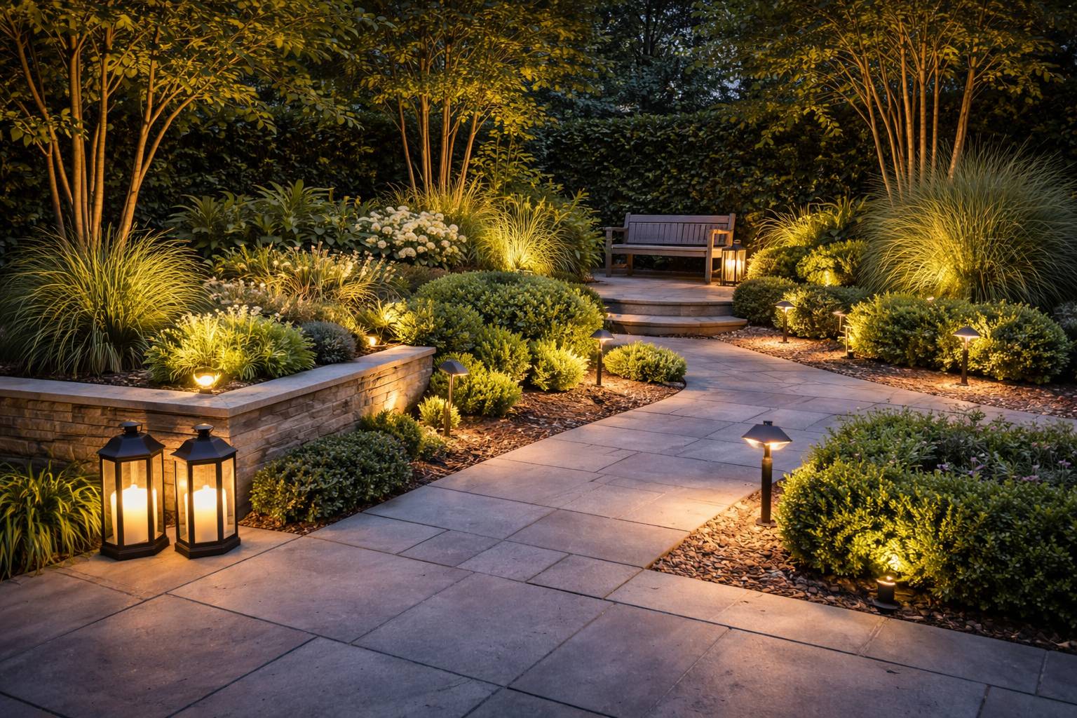 Sfeervolle tuinverlichting kiezen per plek in de tuin. sfeerverlichting tuin. privacy tuin zonder schutting