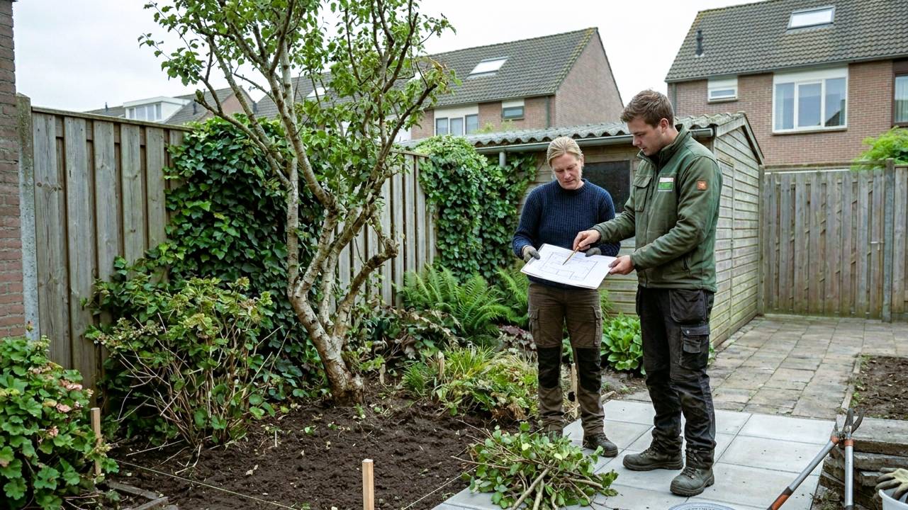 regels tuinafscheiding. volgorde tuinrenovatie. tuinrenovatie in fases